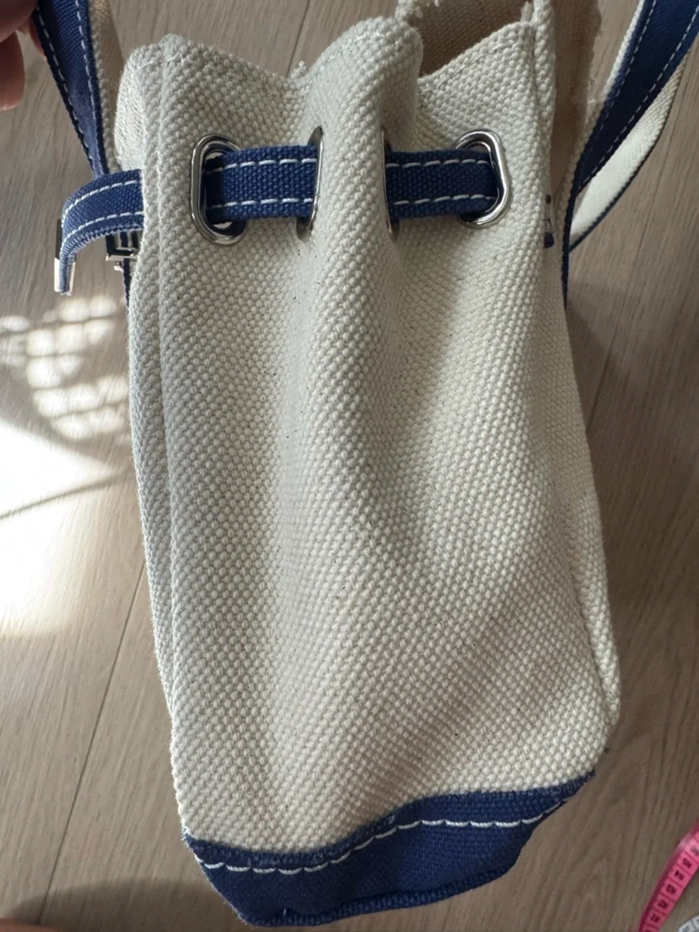 Mini “Boatkin” Canvas Tote with Navy Trim - Picture 11 of 12